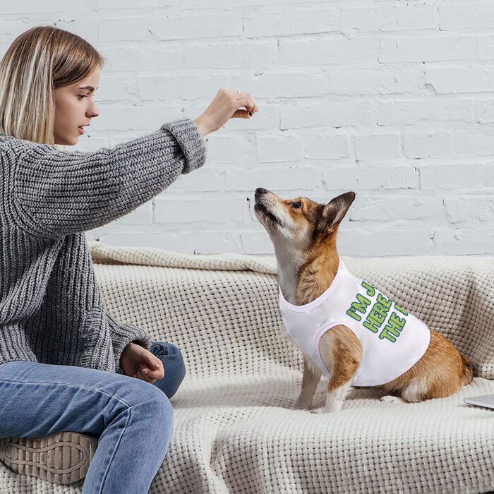 I'm Just Here for the Food Dog Tank - Funny Design Dog T-Shirt - Best Print Dog Clothing - Image 4
