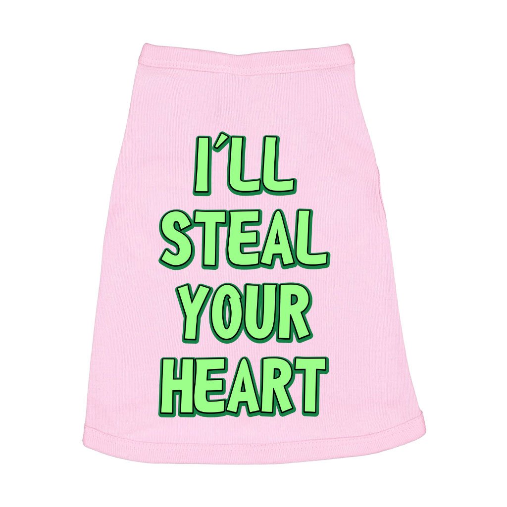 102252-7ae97c.jpeg I'll Steal Your Heart Dog Sleeveless Shirt - Art Print Dog Shirt - Word Design Dog Clothing - Image 1
