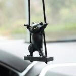 Cute Cat on Branch Car Rearview Mirror Pendant - Image 3