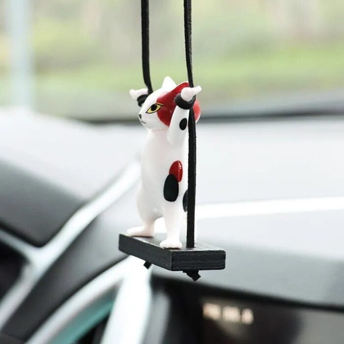 Cute Cat on Branch Car Rearview Mirror Pendant - Image 6