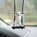 Cute Cat on Branch Car Rearview Mirror Pendant - Image 2