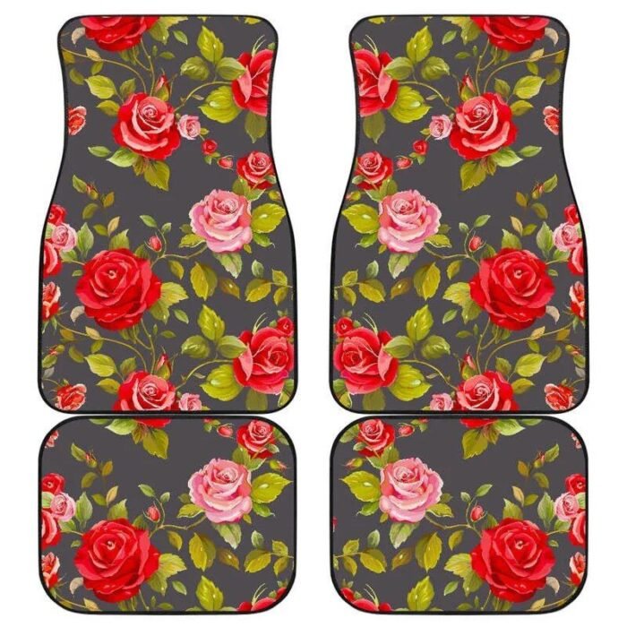 Rose-Blush Floral Car Floor Mats Set (4PCs) - Image 2