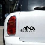 Universal 'One Life Live It' Off-Road Car Sticker - Mountain Silhouette Decal for All Vehicles - Image 2