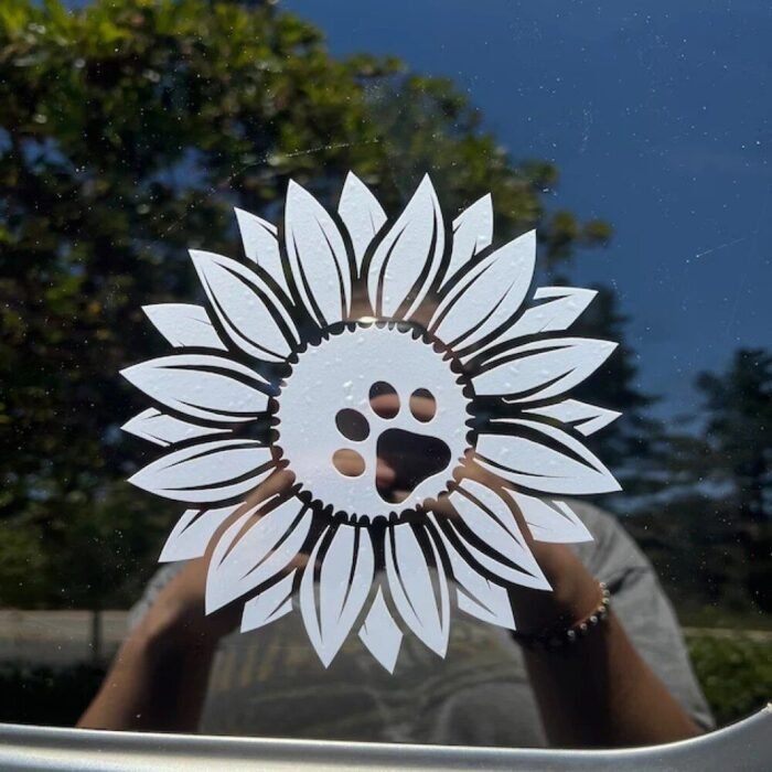Sunflower & Dog Paw Vinyl Decal - Image 4
