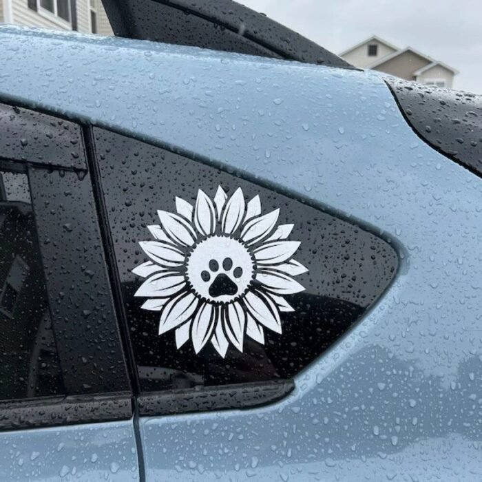 Sunflower & Dog Paw Vinyl Decal - Image 2