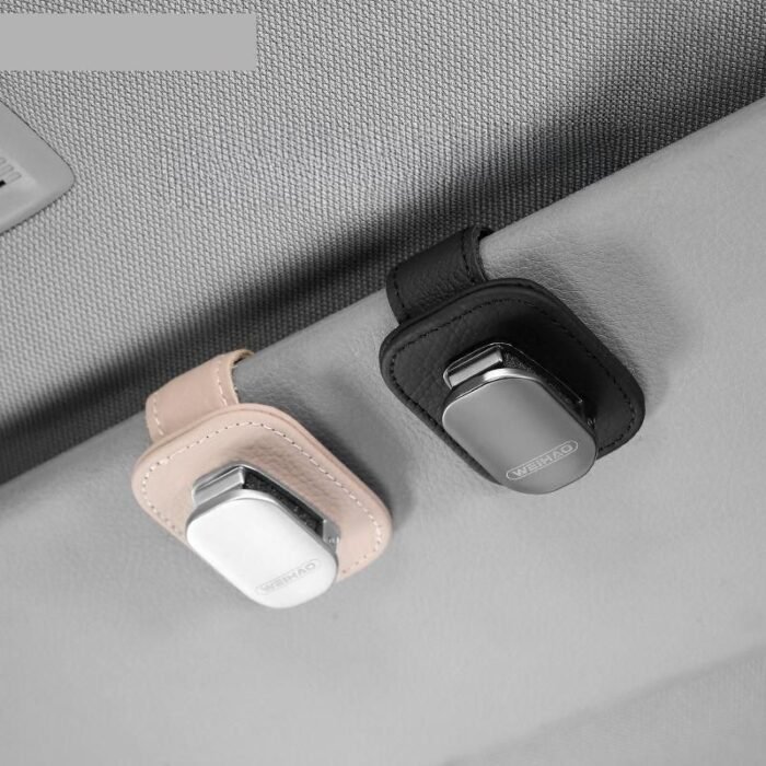 Luxury Leather Sun Visor Car Glasses Storage Clip - Image 1