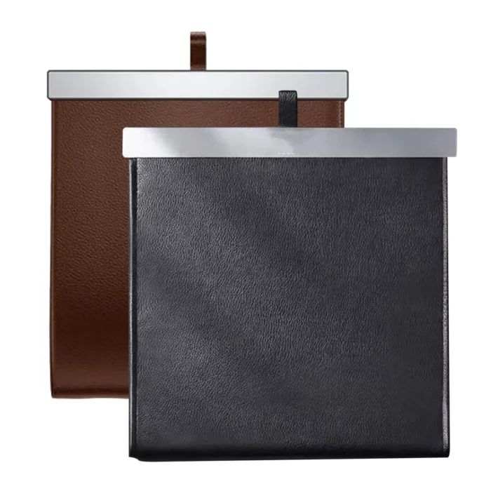 Luxury Waterproof Leather Car Trash Bin - Easy Install, Space-Saving & Magnetic Closure - Image 1