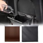 Luxury Waterproof Leather Car Trash Bin - Easy Install, Space-Saving & Magnetic Closure - Image 2