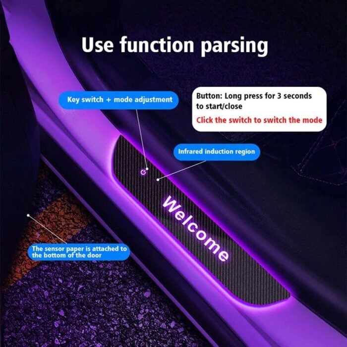 RGB Custom Car Door Sill LED Lights with Personalization Option - Image 4