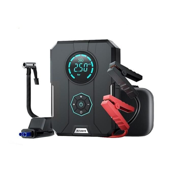 4-in-1 Car Jump Starter with Portable Air Compressor, Power Bank & Emergency Lighting - Image 1