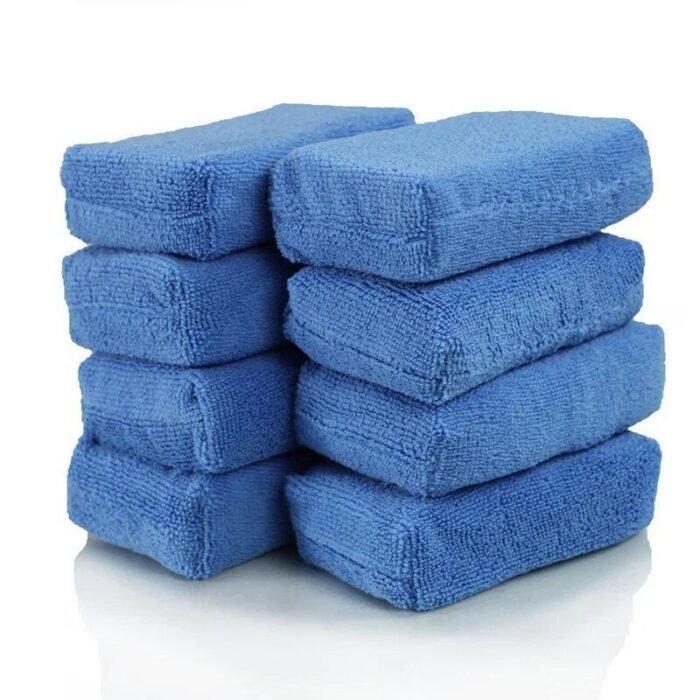 Microfiber Car Cleaning Sponge Cloths & Wax Polishing Pads - Image 2