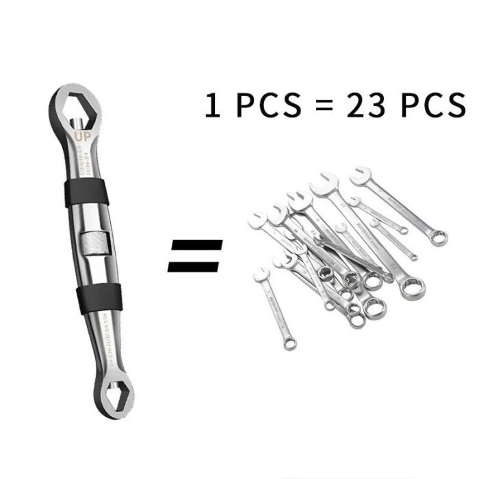 Universal Dual-Head 23-in-1 Adjustable Wrench - Metric & Imperial, 7-19MM Ratchet Spanner - Image 3