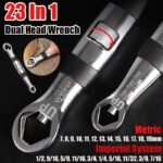 Universal Dual-Head 23-in-1 Adjustable Wrench - Metric & Imperial, 7-19MM Ratchet Spanner - Image 2