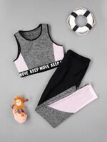 Girls Activewear Tracksuit Set - Sleeveless Tank & Sport Leggings for Gymnastics, Fitness, Yoga - Image 3