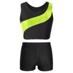 Girls Dance & Gymnastics Outfit - Sleeveless Shiny Rhinestone Crop Top with Shorts - Image 3