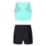 Girls' Sporty Dance & Gymnastics Outfit - Sleeveless Crop Top & Athletic Shorts Set - Image 3