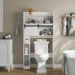 Elegant White 6-Tier Over-The-Toilet Storage Cabinet with Sliding Barn Door - Image 7