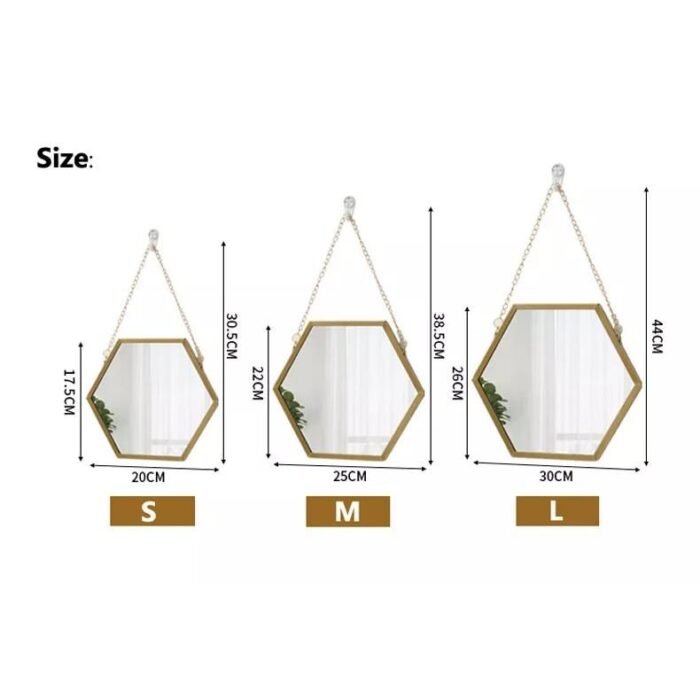 Hexagon Shape Decorative Mirror Wall Decor Makeup Hanging Mirror - Image 7