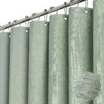 Luxury Waterproof Linen-Texture Shower Curtain with Silver Hooks - Image 2