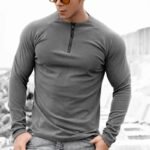 Men's Long Sleeve Slim Fit Sports T-Shirt with Zipper Neckline - Image 6