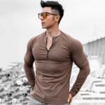 Men's Long Sleeve Slim Fit Sports T-Shirt with Zipper Neckline - Image 5
