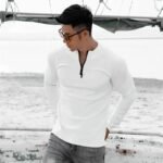 Men's Long Sleeve Slim Fit Sports T-Shirt with Zipper Neckline - Image 4