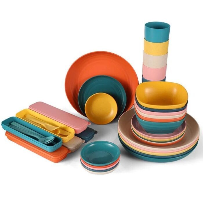 Eco-Friendly Wheat Straw 42-Piece Cutlery Set - Portable Dinnerware for Picnics and Camping - Image 6