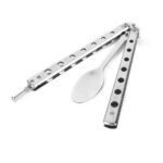 Stainless Steel Balisong Tableware: Folding Spoon & Fork Trainer - Image 5