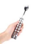 Stainless Steel Balisong Tableware: Folding Spoon & Fork Trainer - Image 6