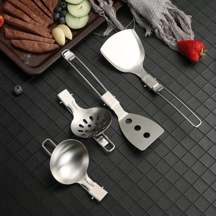 Compact Stainless Steel Folding Spatula for Outdoor Cooking and Camping - Image 4