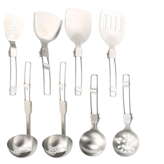 Compact Stainless Steel Folding Spatula for Outdoor Cooking and Camping - Image 2