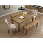Rustic Brown Wooden Dining Table - Image 6