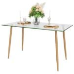Modern Elegance Glass Dining Table with Metal Legs - Image 2