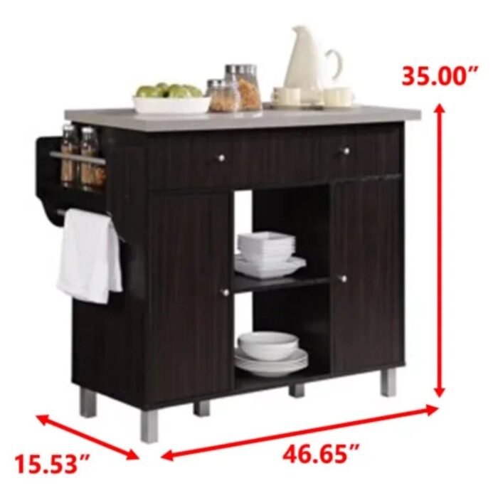 Multi-Purpose Kitchen Island with Spice Rack and Towel Holder - Image 6