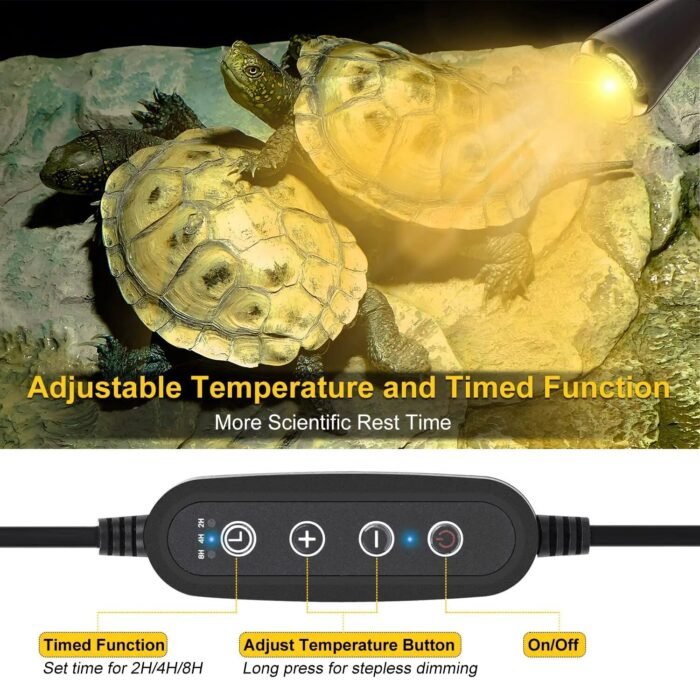 Advanced Reptile Heat Lamp - UVA/UVB Habitat Spotlight with Dimming & Timing for Turtles, Lizards, Snakes - Image 4