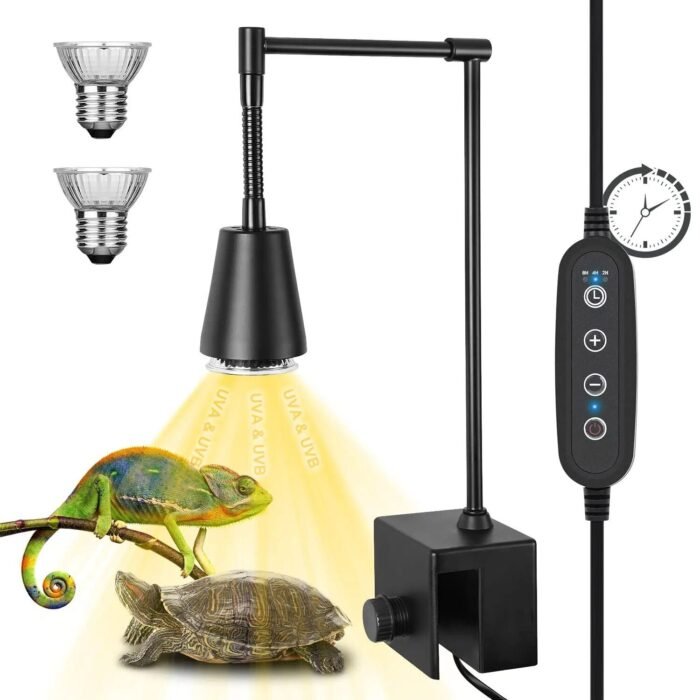 Advanced Reptile Heat Lamp - UVA/UVB Habitat Spotlight with Dimming & Timing for Turtles, Lizards, Snakes - Image 2