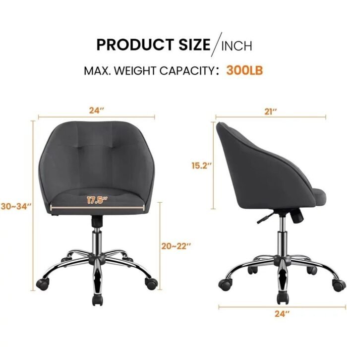 Modern Velvet Adjustable Swivel Office Chair - Image 3