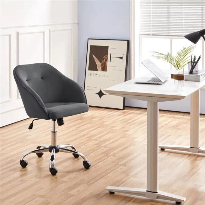 Modern Velvet Adjustable Swivel Office Chair - Image 7