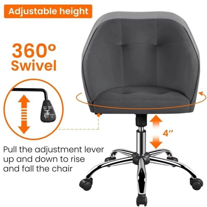 Modern Velvet Adjustable Swivel Office Chair - Image 5