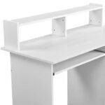 Modern White Wooden Computer Desk with Drawers and Keyboard Tray - Image 7