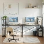 Space-Saving Home Office Writing Desk with Shelves & Sturdy Metal Frame - Image 7