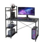 Space-Saving Home Office Writing Desk with Shelves & Sturdy Metal Frame - Image 2