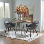 Modern Gray Upholstered Dining Chair with Black Legs