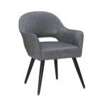 Modern Gray Upholstered Dining Chair with Black Legs - Image 2