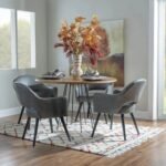 Modern Gray Upholstered Dining Chair with Black Legs - Image 4