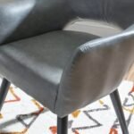 Modern Gray Upholstered Dining Chair with Black Legs - Image 5