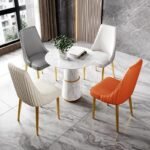 Elegant Modern Dining Chair with Gold Legs - Luxury Synthetic Leather Seating for Home and Events - Image 5