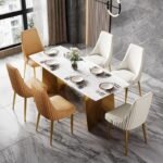 Elegant Modern Dining Chair with Gold Legs - Luxury Synthetic Leather Seating for Home and Events - Image 6