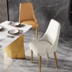 Elegant Modern Dining Chair with Gold Legs - Luxury Synthetic Leather Seating for Home and Events - Image 4
