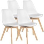 Mid-Century Modern Dining Chairs Set of 2, Armless Solid Wood Minimalist Chairs for Home - Image 2